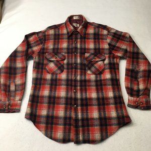 Vintage Briggs Shirt Mens LARGE  Plaid Flannel Button Up Wool Blend